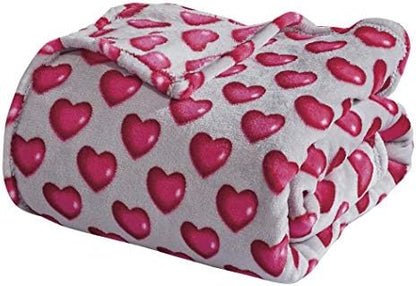 Valerian Luxury Velvet Super Soft Light Weight Blanket Prints Fleece Throw - All Year Round Home Decor, Fuzzy Warm and Cozy Throws, Couch and Gift, 50 x 60inch, Juliette Heart
