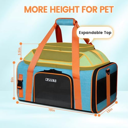 Petskd Top-Expandable Pet Carrier 19"x13"x9" Airline Approved, Blue