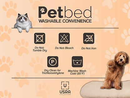 USRA 100% Cotton Orthopedic Pet Bed Gift Set with 2 Covers 28"x20" Dog Cat Recovery Pillow Hypoallergenic Natural Oeko-TEX Certified Comfy Kennel Pillow - Pink Saturn Colors