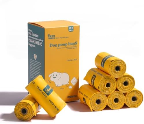 Dog Poop Bags Rolls Extra thick and Guaranteed Leak Proof Poop Bags for Dogs,120 Count 8 Rolls,Unscented,Cornstarch Based Doggie Poop Bag for Puppy and Big Dogs