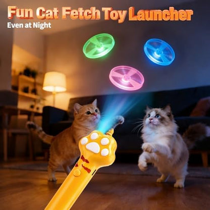 BABORUI Cat Toy Disc, 16Pcs Interactive Cat Fetch Toy Flying Discs, Flying Enrichment Toys for Indoor Bored Kittens & Adult Cats (16Pcs)