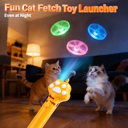 BABORUI Cat Toy Disc, 8Pcs Interactive Cat Fetch Toy Flying Discs, Flying Enrichment Toys for Indoor Bored Kittens & Adult Cats (8Pcs)