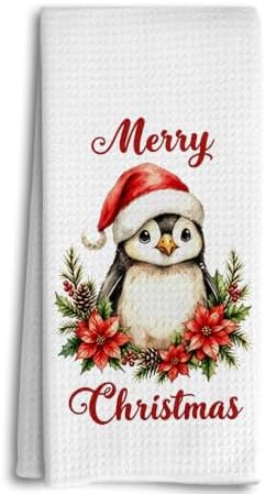 Merry Christmas Penguin Kitchen Dish Towels Dishcloth 16x24 Inches