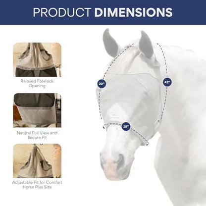 Warmblood Fly Mask Without Ears, UV Protection, Oversize