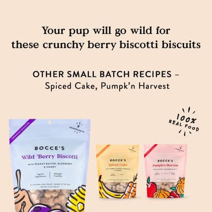 Bocce's Bakery Wild 'Berry Biscotti Crunchy Biscuits Dog Treats, 12 oz