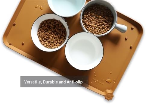 Hoki Found L Silicone Non Slip Pet Dog Cat Bowl Mats - Placemat - Feeding Mat - Waterproof - For Carpet - Butterscotch