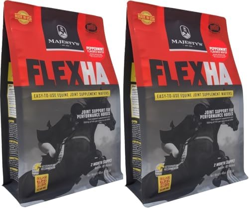 Majesty's Flex HA Wafers - Superior Performance Horse/Equine Joint Support Supplement - HA, Vitamin C, Yucca, Glucosamine (Peppermint, 2 Pack (120 Count Total))
