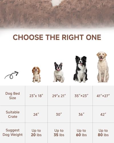 KSIIA Washable Dog Bed Small Dog Crate Bed Deluxe Plush Mat 23"x18" Brown