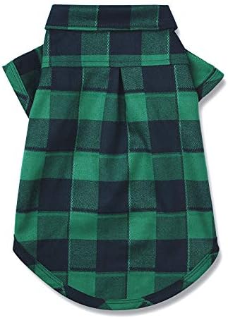 Dog Plaid Shirt for Medium & Large Dogs Gird Tee Snap Clothes Green#1-3XL