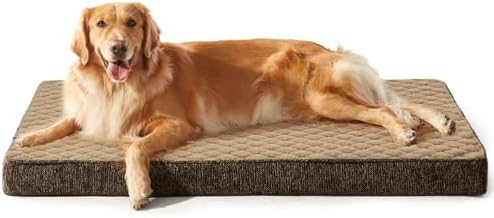 JOEJOY Orthopedic Dog Bed for Extra Large Dogs, Washable Dog Crate Bed Large Sized with Removable Cover, Egg Memory Foam Big Pet Beds, Brown, 47"x29"