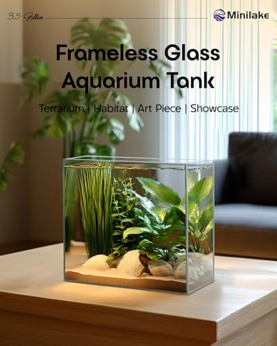 3.5 Gallon Nano Glass Fish Tank, Ultra-Clear Rimless Desktop Aquarium