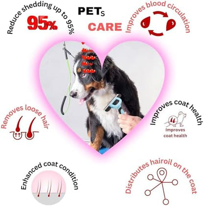 LAADI Deshedding Tool for Dogs and Cats - Reduces Shedding by Up to 95% in Less Than 10 Minutes - Professional Grooming Brush for All Hair Types - Ergonomic Design and Skin Massage Needles - Blue