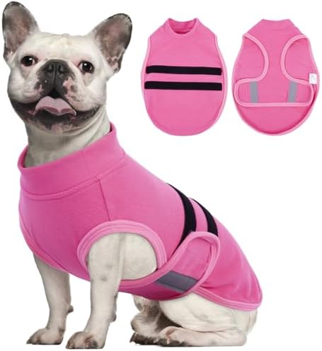 Nanaki Warm Fleece Dog Vest Cold Winter-Soft Fleece Dog Sweater, Adjustable Reflective Pet Pullover for Fall & Early Spring, Easy On Coat Schnauzer French Bulldog Dachshund Clothes Clothes, M