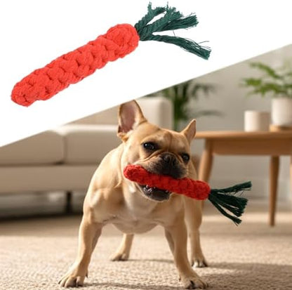 3 Pcs Dog Toy Carrot, Cotton Woven Puppy Teething Rope Toys for Dogs Cats Safe Braided Rabbit Toys Dental Cleaning Chew Toy for Small Pets Aggressive Chewers Entertainment & Interaction