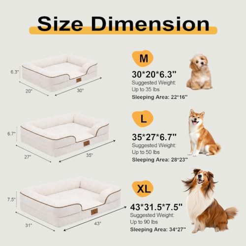 Orthopedic Extra Large Dog Bed, Memory Foam XL Dog Bed Couch, 44" L
