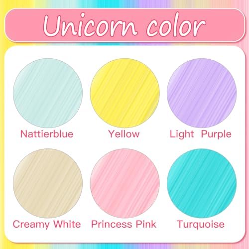 Juexica 18Pcs Horse Bling Accessories Clip in Hair Extension, Unicorn Color
