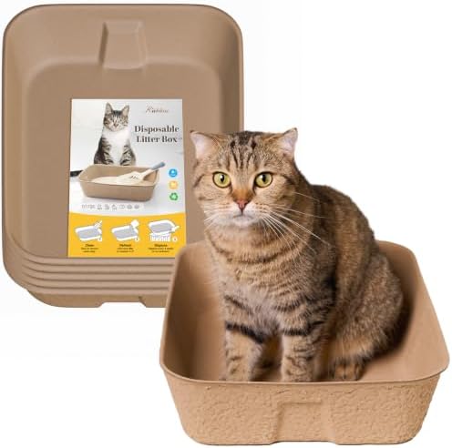6 Pack Disposable Cat Litter Boxes, Leak-Proof Cardboard Kitty Litter Trays