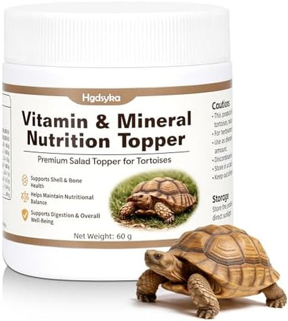 Tortoise Nutrition Calcium Powder, Vitamin & Mineral Supplement for Herbivorous Tortoises, Supports Shell & Bone Health Balanced Diet, Daily Feeding Nutrition Topper for Sulcata Turtles Tortoises