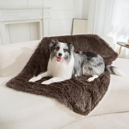gogobunny Waterproof Dog Blanket for Couch & Furniture Protection - Super Soft Reversible Throw for Large Dogs & Cats, Calming Washable Fur & Sherpa Pet Blanket (40x50 Inch, Chocolate)