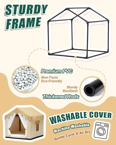 Boho Dog House Indoor, Soft Cozy Dog Cave for Cat & Small Dogs