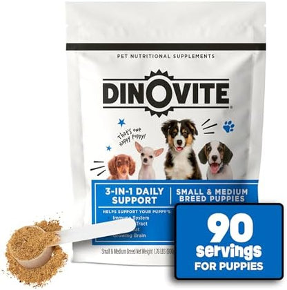 Dinovite Probiotic Food Topper for Puppies, Digestive Support, 90 Servings