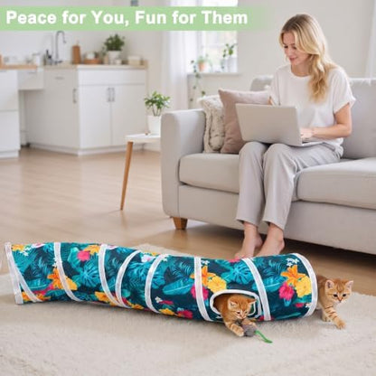 Glittme S-Shape Cat Tunnel, Foldable Cat Tunnels for Indoor Cats