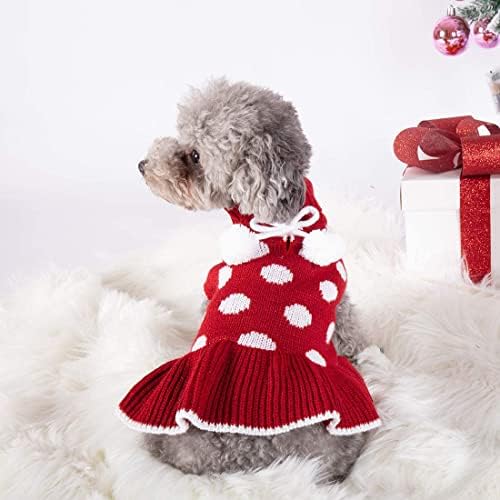 KYEESE Dog Sweater Dress for Small Dogs Turtleneck Thick Knit Pullover