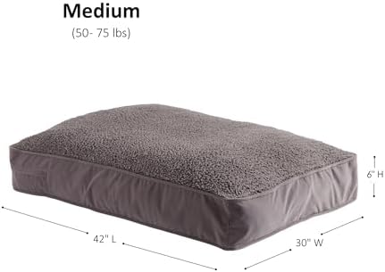 Buster Deluxe Reversible Pillow Style Sherpa Dog Bed, Gray, Medium (42 x 30 in.)