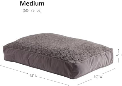 Buster Deluxe Reversible Pillow Style Sherpa Dog Bed, Gray, Medium (42 x 30 in.)