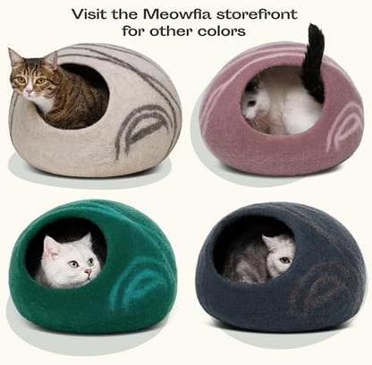 MEOWFIA Cat Cave – Premium Felt Cat Bed for Indoor Cats, Handmade 100% Merino Wool, Cat (Medium, Tucson Sunset) (Pack of 2)