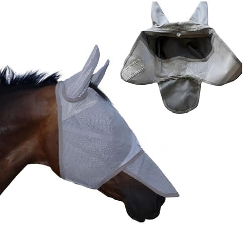 Horse Fly Mask with Ears & Nose Cover, UV Protection, Standard