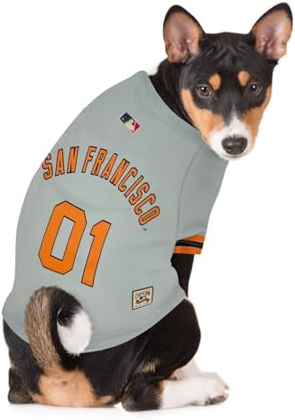 MLB SAN Francisco Giants Vintage Throwback Jersey for Dogs & Cats in Team Color. Comfortable Polycotton Material, Extra Small