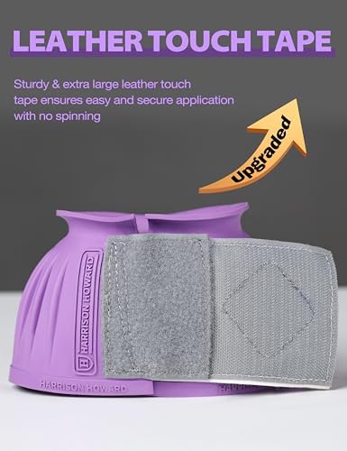 Harrison Howard Rubber Bell Boots for Horses, Hoof Overreach Protection for Horses, w/Upgraded Leather Touch Tape