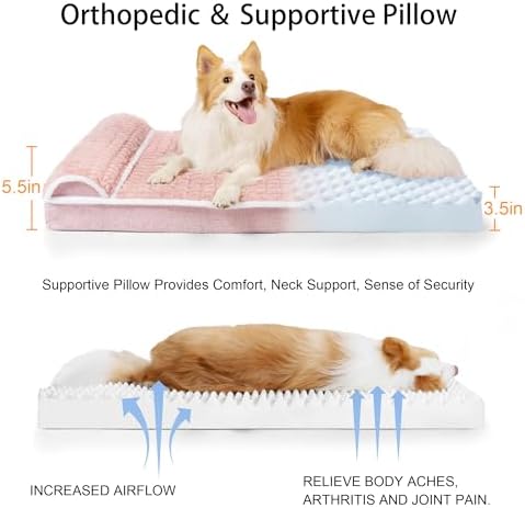 Orthopedic Medium Dog Bed Pillow Pet Sofa Bed 30''X20'' Pink