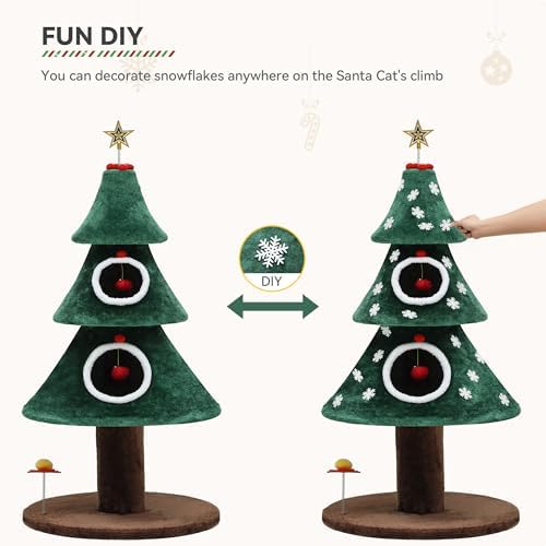 DWVO 52" Christmas Cat Tree with 2-Storey House