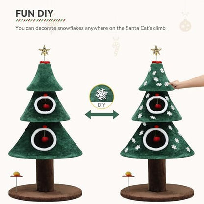 DWVO 52" Christmas Cat Tree with 2-Storey House