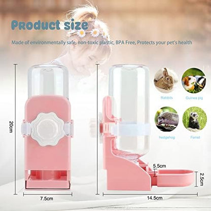 Rypet Rabbit Water Bottle No-Drip, Bunny Guinea Pig Water Dispenser(Pink)