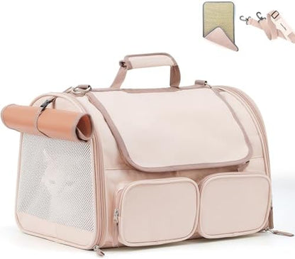 FUKUMARU Cat Carrier, Airline Approved Dog Carrier with Rollable Cover