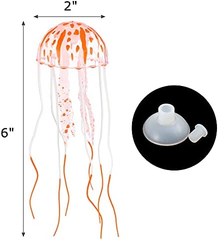 Lpraer 6 Pack Glow Jellyfish Floating Fish Tank Decorations Glowing Effect Silicone Simulation Jellyfish Ornament Aquarium Decorations (6 Colors)