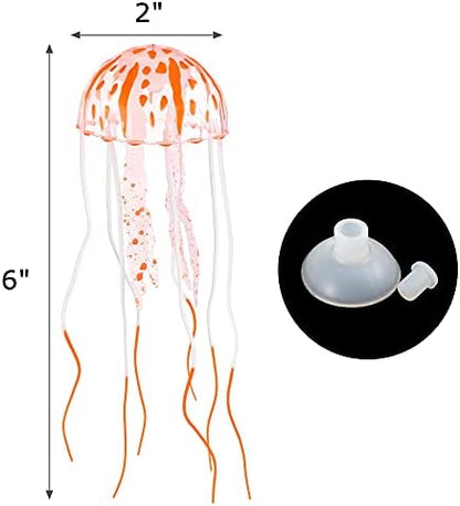 Lpraer 6 Pack Glow Jellyfish Floating Fish Tank Decorations Glowing Effect Silicone Simulation Jellyfish Ornament Aquarium Decorations (6 Colors)