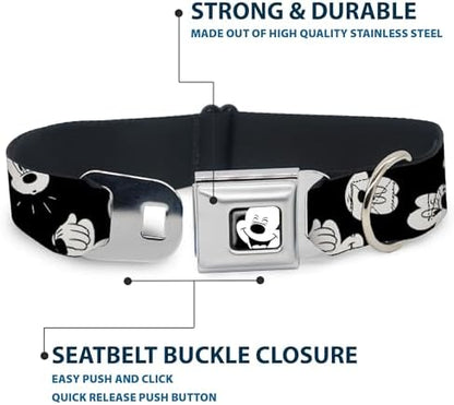 Buckle-Down Seatbelt Buckle Dog Collar - Dalmatians Running/Paws Black/Gray/White/Black - 1" Wide - Fits 9-15" Neck - Small