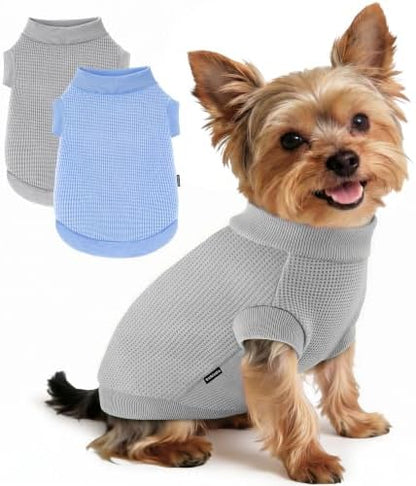 2 Pack Dog Shirt for Small Supplies Functional Waffle Dog Clothes Warm Soft Sweatshirt Outfit for Dogs Cats Pet Apparel