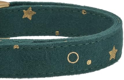 Cotton Fibric Dog Collar with High Grade Metal Buckle,for Large Dogs(Dark Green,Large:17-26")
