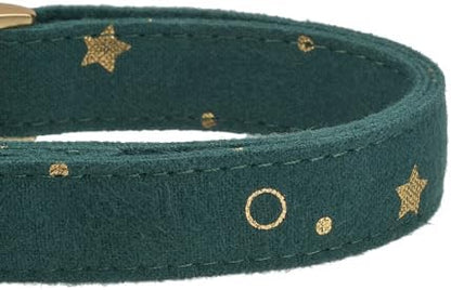 Cotton Fibric Dog Collar with High Grade Metal Buckle,for Large Dogs(Dark Green,Large:17-26")