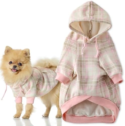 Pet Passion Rocky II Dog Hoodie, Pink Chesterfield Plaid, Large