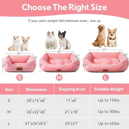 Zerbuger 20in Pink Rectangle Cat Dog Bed Machine Washable Sleeping Sofa