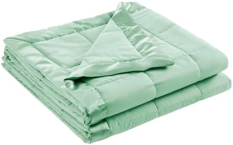 Madison Park Down Alternative Queen Blanket for Bed, Satin Trim, Seafoam