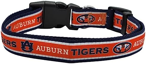 Pets First Collegiate PET Collar New Version Auburn Tigers Dog Collar, Size Medium. Best Sports Team Color for Dogs & Cats. A Shiny & Colorful Dog & Cat Collar Licensed by The NCAA