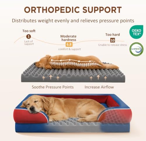Comfort Expression Orthopedic Dog Bed for Extra Large Dogs with Bolster