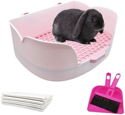 PINVNBY Rabbit Litter Box for Cage,Bunny Potty Box Corner Rabbits Litter Pan Trainer Toilet with Grate for Guinea Pig Hedgehog Chinchilla Ferret(Purple)